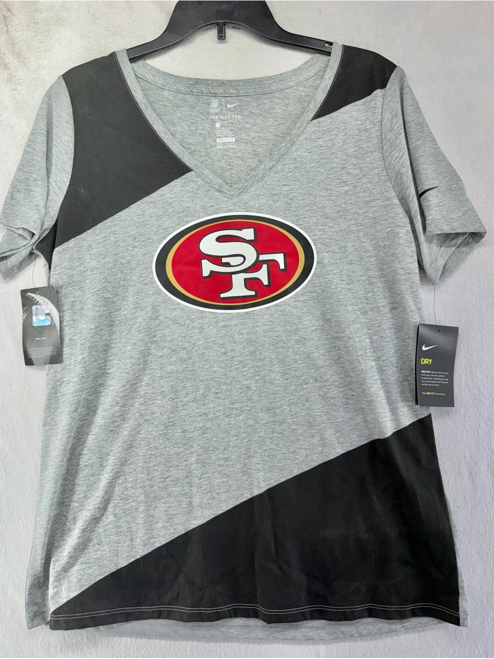 Nike Women's Gray and Black San Francisco 49ers V-Neck Jersey